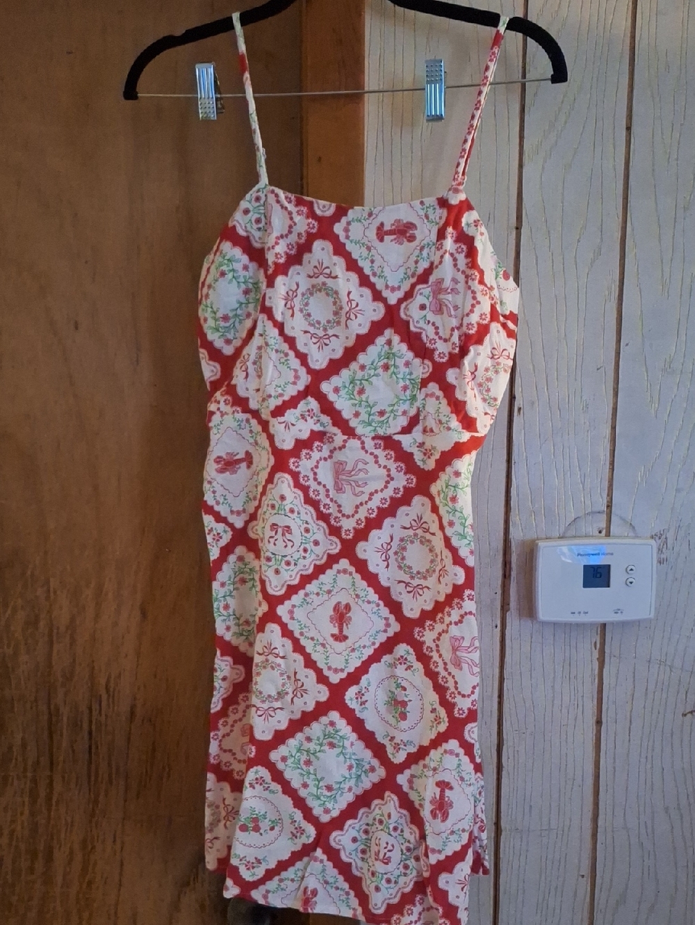 Red Floral Pattern With Lobter Print